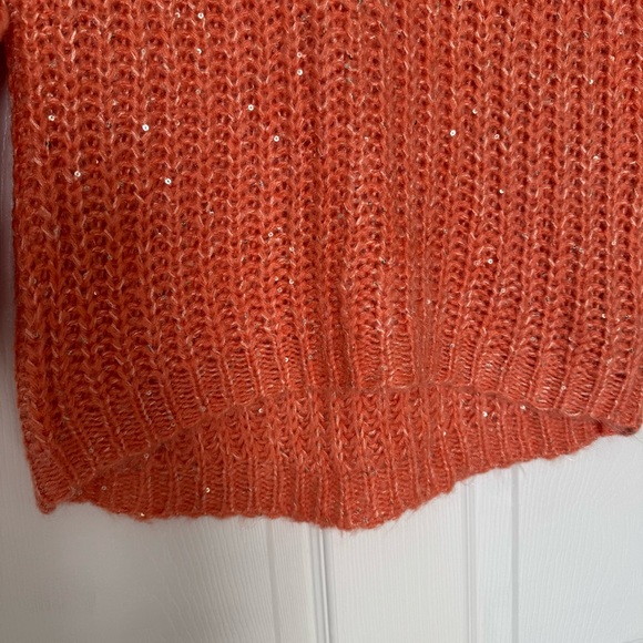Anthropologie Knitted & knotted peach sequin sweater - Picture 5 of 8